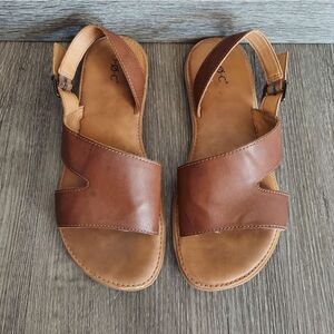 b.o.c. Brown Leather Slingback Sandals